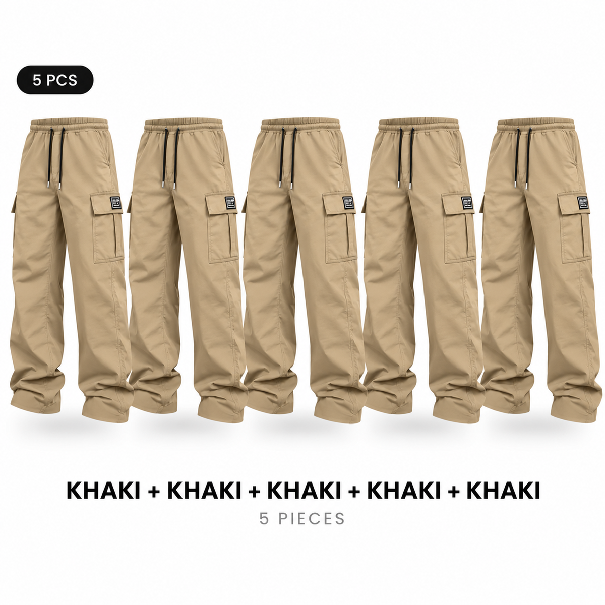 Men's cargo pants, solid-color casual loose-fit cargo trousers