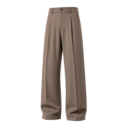 Men's Ice Silk Business Casual Pants, High Waist Pleated Slacks