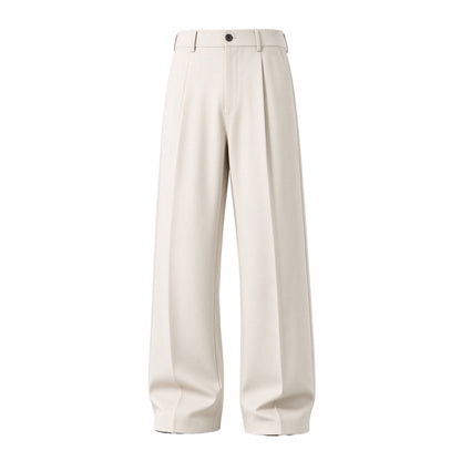 Men's Ice Silk Business Casual Pants, High Waist Pleated Slacks
