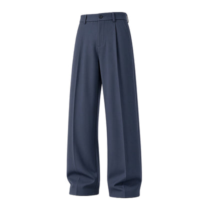 Men's Ice Silk Business Casual Pants, High Waist Pleated Slacks