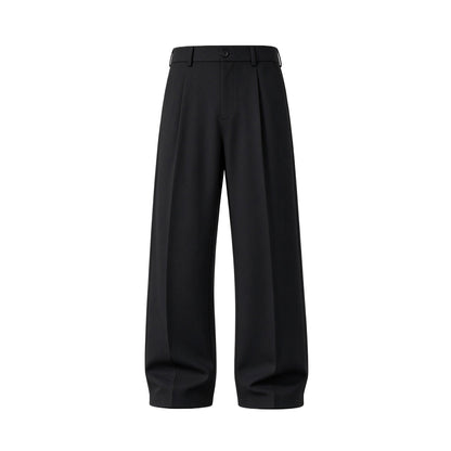 Men's Ice Silk Business Casual Pants, High Waist Pleated Slacks