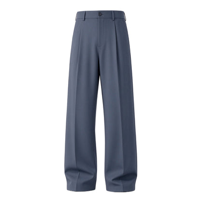 Men's Ice Silk Business Casual Pants, High Waist Pleated Slacks