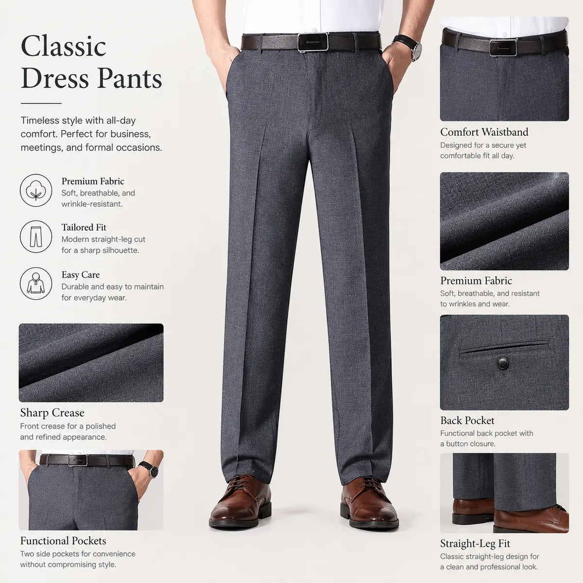 Men’s Classic Ice Silk High Waist Comfort Pants