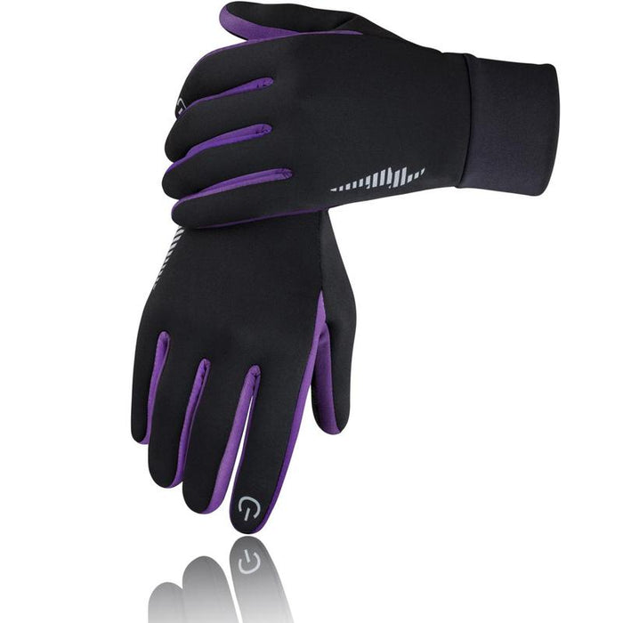 Black and purple sports gloves