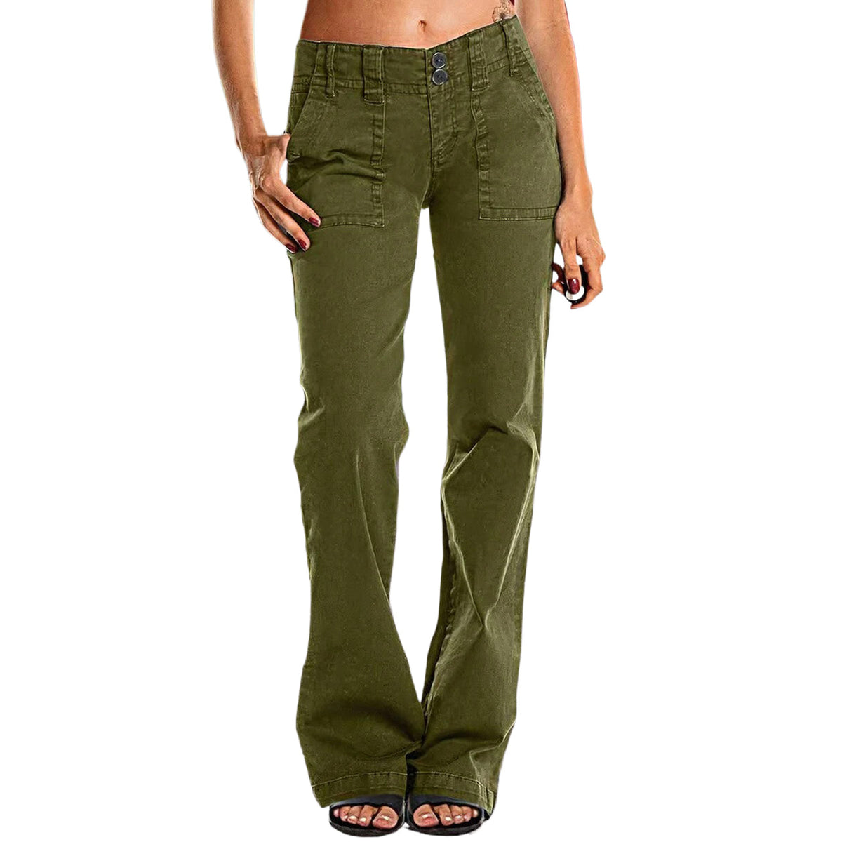 🔥 Black Friday Sale 🔥 Double Button Mid Waist Straight Leg Pants