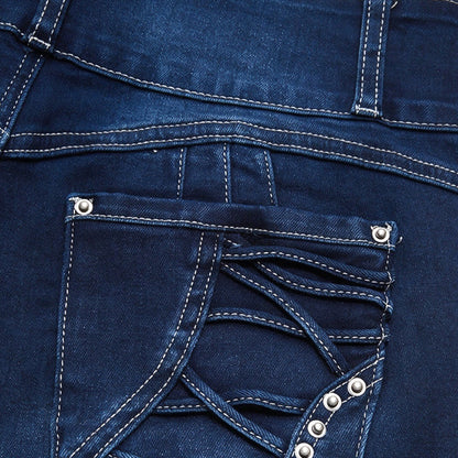 High waisted flared denim casual pants (Multiple Colors)