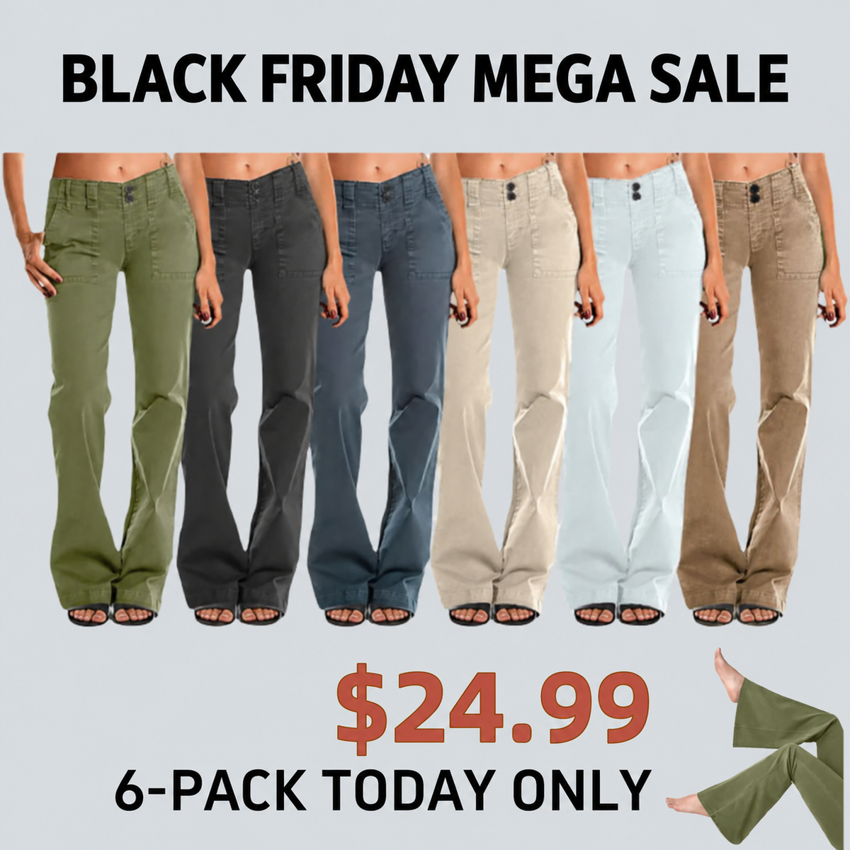 🔥 Black Friday Sale 🔥 Double Button Mid Waist Straight Leg Pants