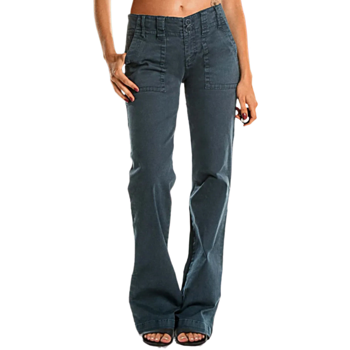 🔥 Black Friday Sale 🔥 Double Button Mid Waist Straight Leg Pants