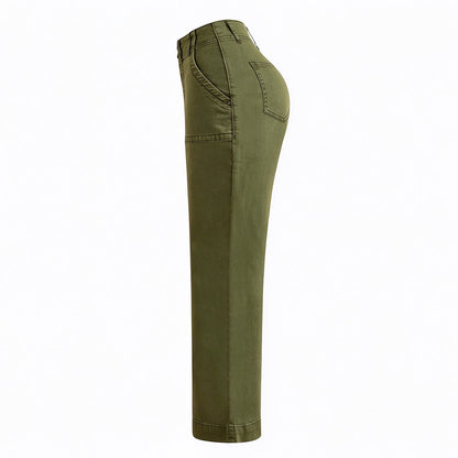 🔥 Black Friday Sale 🔥 Double Button Mid Waist Straight Leg Pants