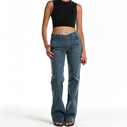🔥 Black Friday Sale 🔥 Double Button Mid Waist Straight Leg Pants
