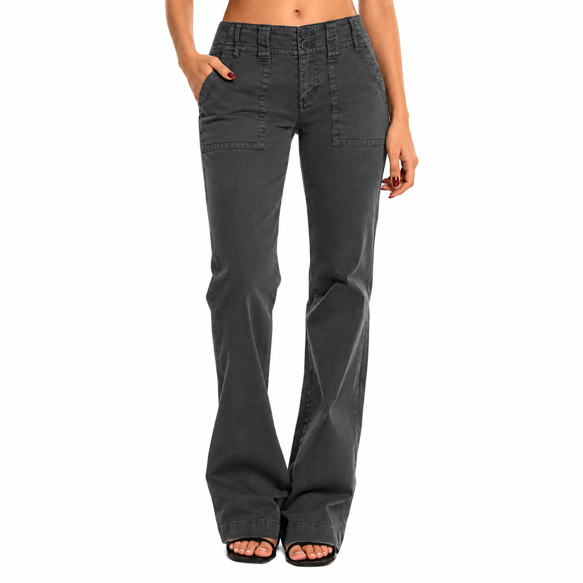 🔥 Black Friday Sale 🔥 Double Button Mid Waist Straight Leg Pants