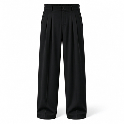 Men's Ice Silk Business Casual Pants, High Waist Pleated Slacks