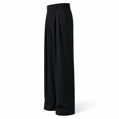 Men's Ice Silk Business Casual Pants, High Waist Pleated Slacks