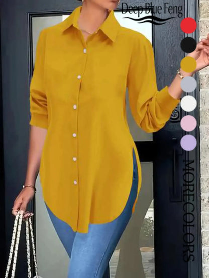 Women's long-sleeve slim-fit shirt