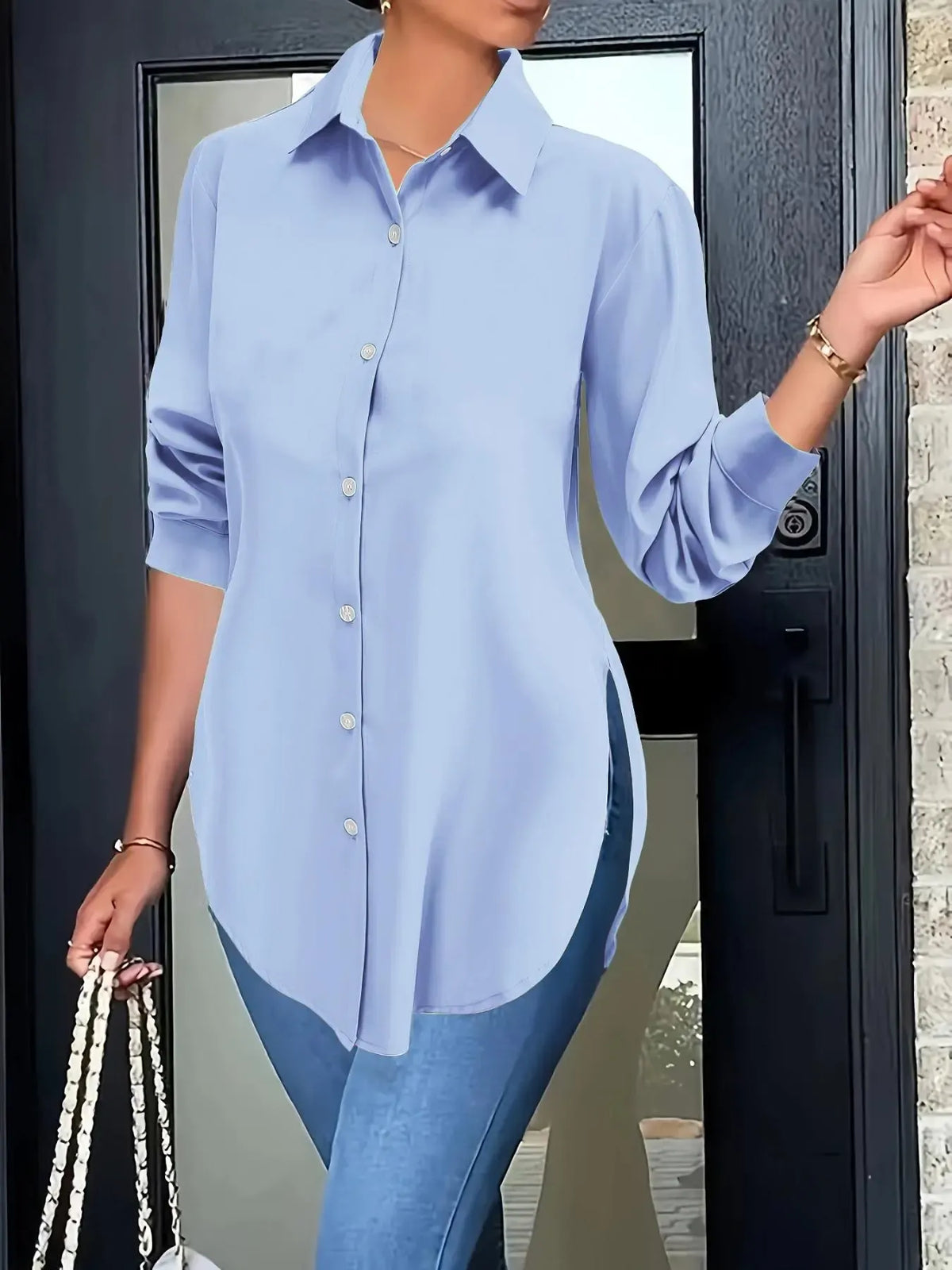 Women's long-sleeve slim-fit shirt