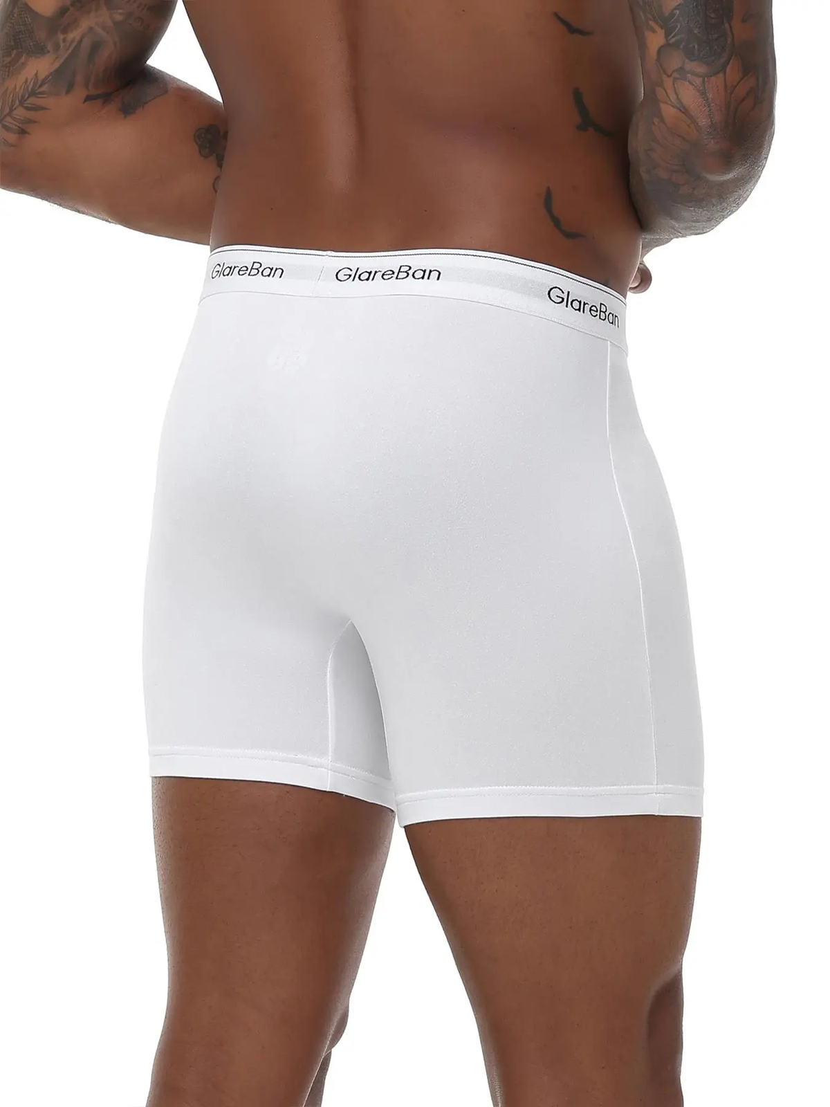 Rear fit of men's mid-length boxer briefs