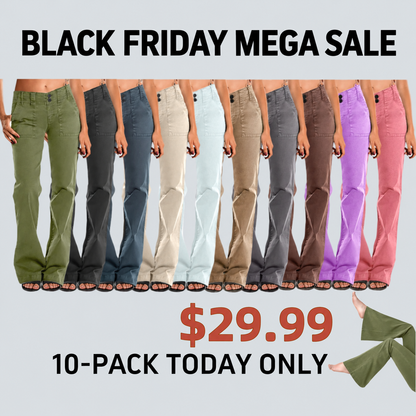 🔥 Black Friday Sale 🔥 Double Button Mid Waist Straight Leg Pants