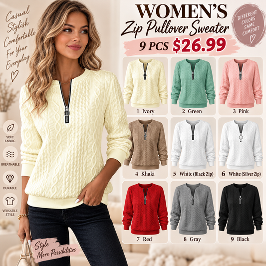 Women’s Half-Zip Cable Knit Sweatshirt