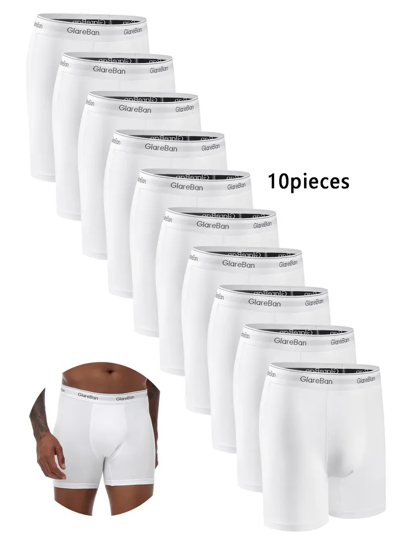 Ten white boxer briefs