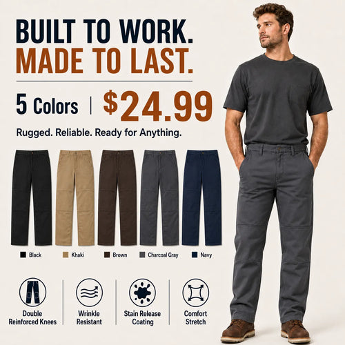 MEN’S DOUBLE KNEE STRAIGHT WORK PANTS