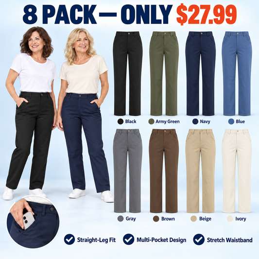 Women Multi-Pocket Stretch Comfort Pants