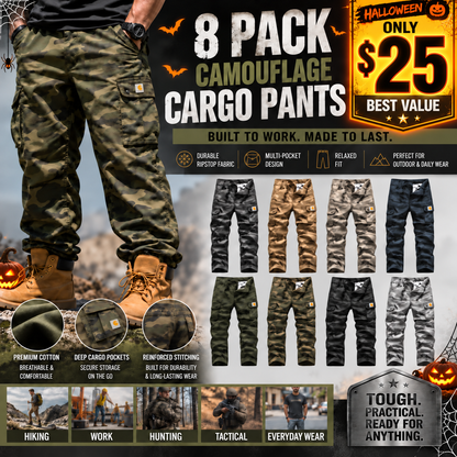 🎃 HALLOWEEN LAST DAY SALE 👻 8-Pack for Only $25.99 | Men's Practical Camo Cargo Pants